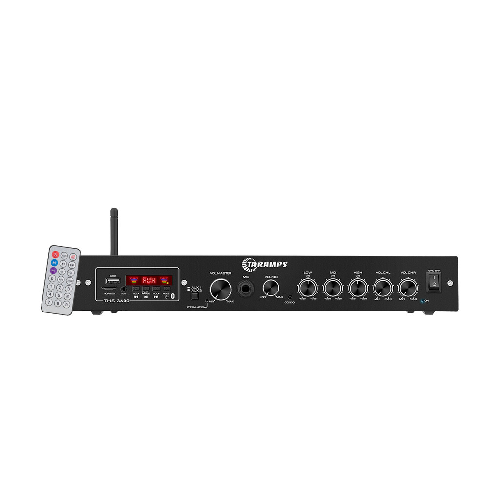 AMPLIFICADOR RESIDENCIAL TARAMPS THS 3600 RECEIVER MULTICANAL 120W RMS 2 CANAIS 60W RMS