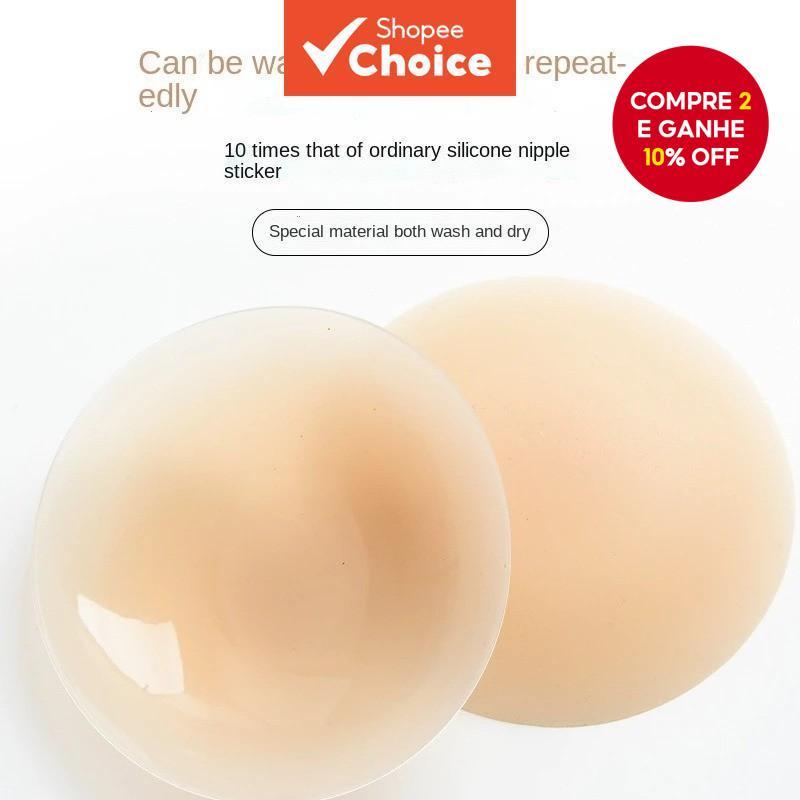 Coberaturas de mamilo de silicone reutilizáveis - Invisíveis e autoadesivas (1 par, disponível em 8cm ou 10cm, tom de