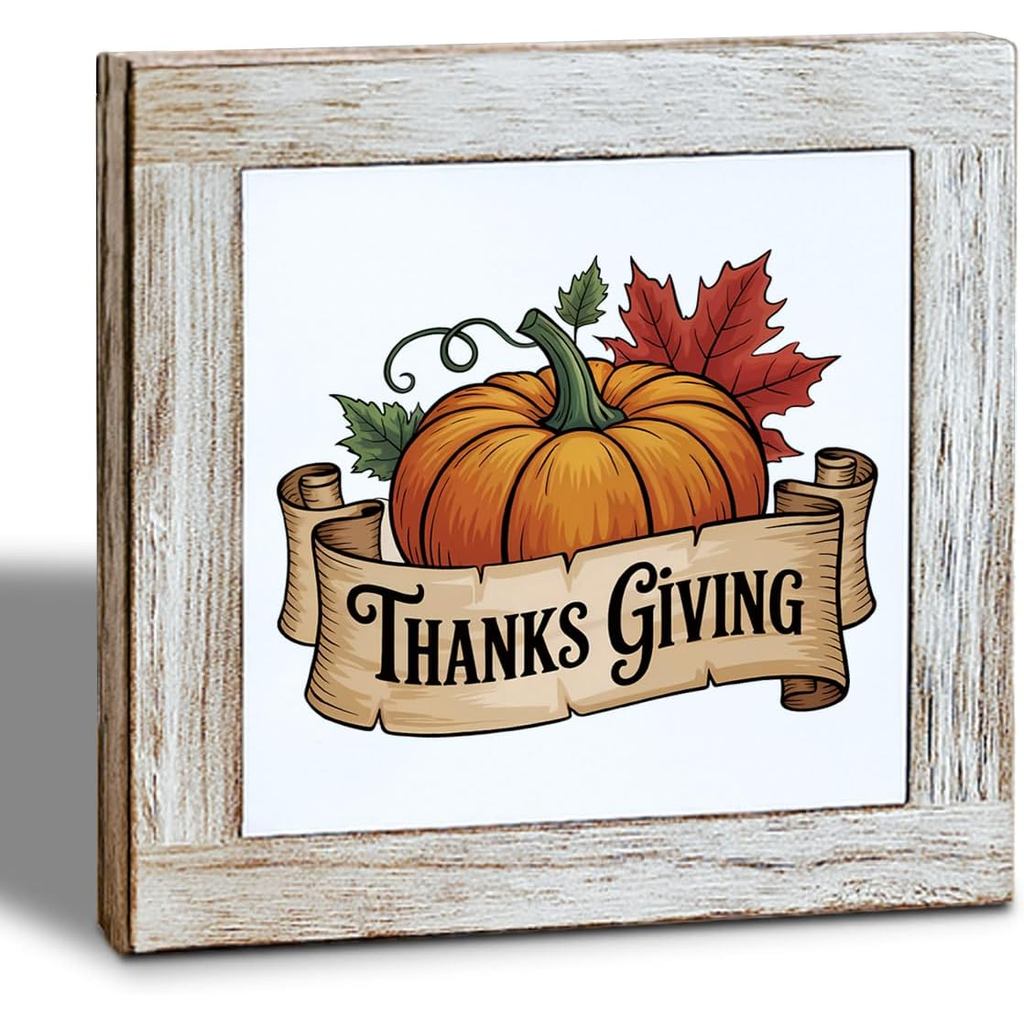 Decoração de Abóbora de Outono, Decoração de Outono, Placas de Madeira Estilo Fazenda, Arte de Decoração para Mesa, Plac