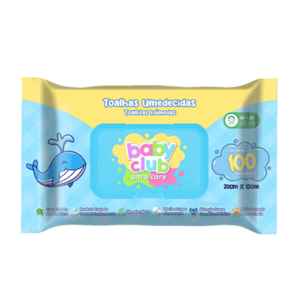 Toalha Lenço Umedecida Baby Club Tradicional 100 Unidades ? Limpeza Suave e Hidratação para a Pele do Bebê