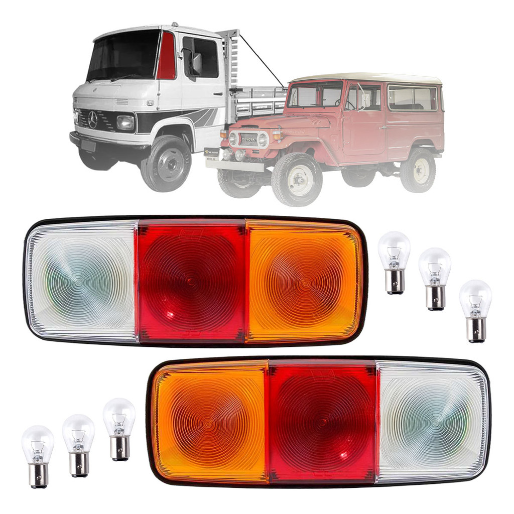 Par De Lanternas Tricolor Traseira Caminhão Mb 608 1111 1113 + Kit de Lampadas 12V em Oferta na Shopee