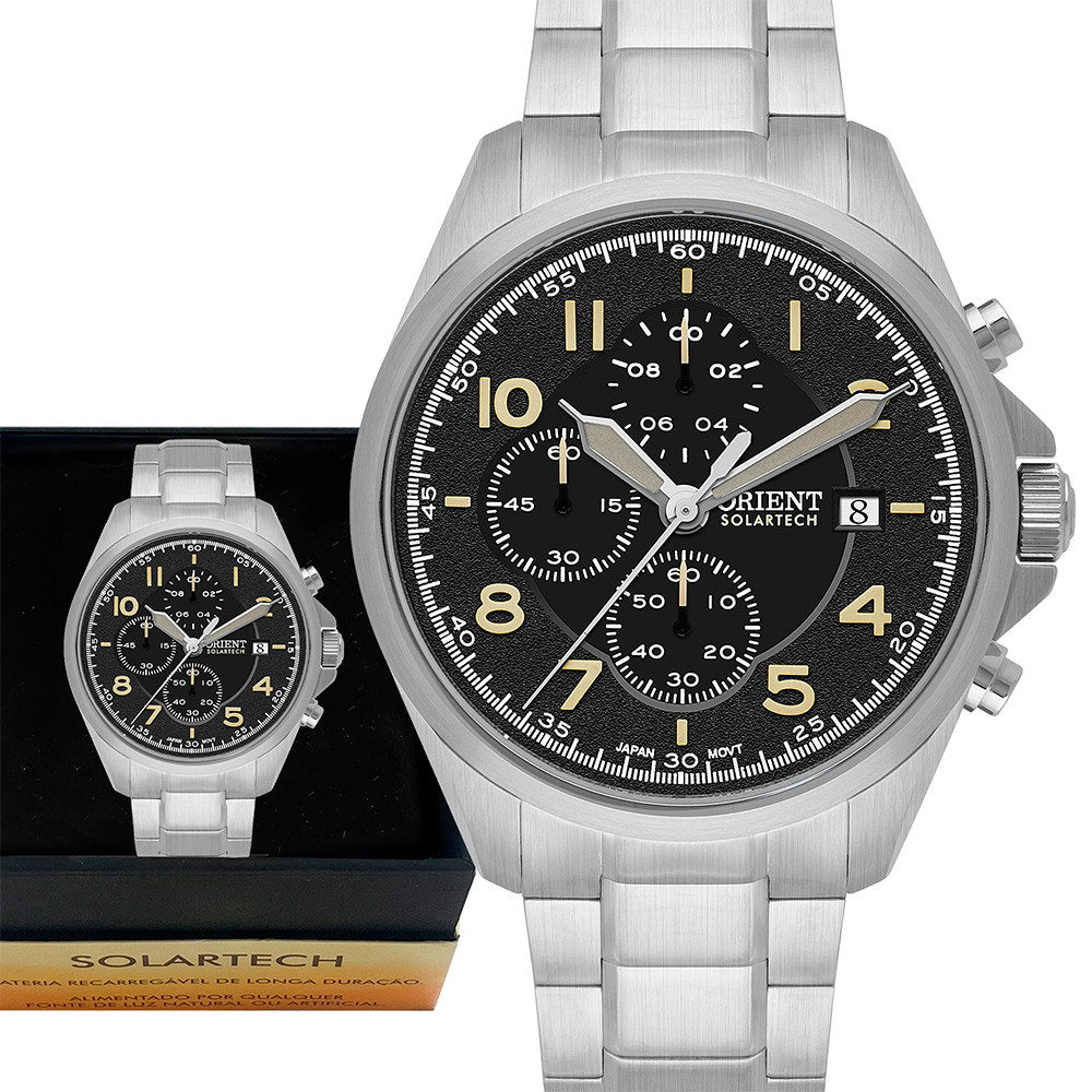 Relógio Masculino Orient Solartech Cronógrafo Analógico Luxo