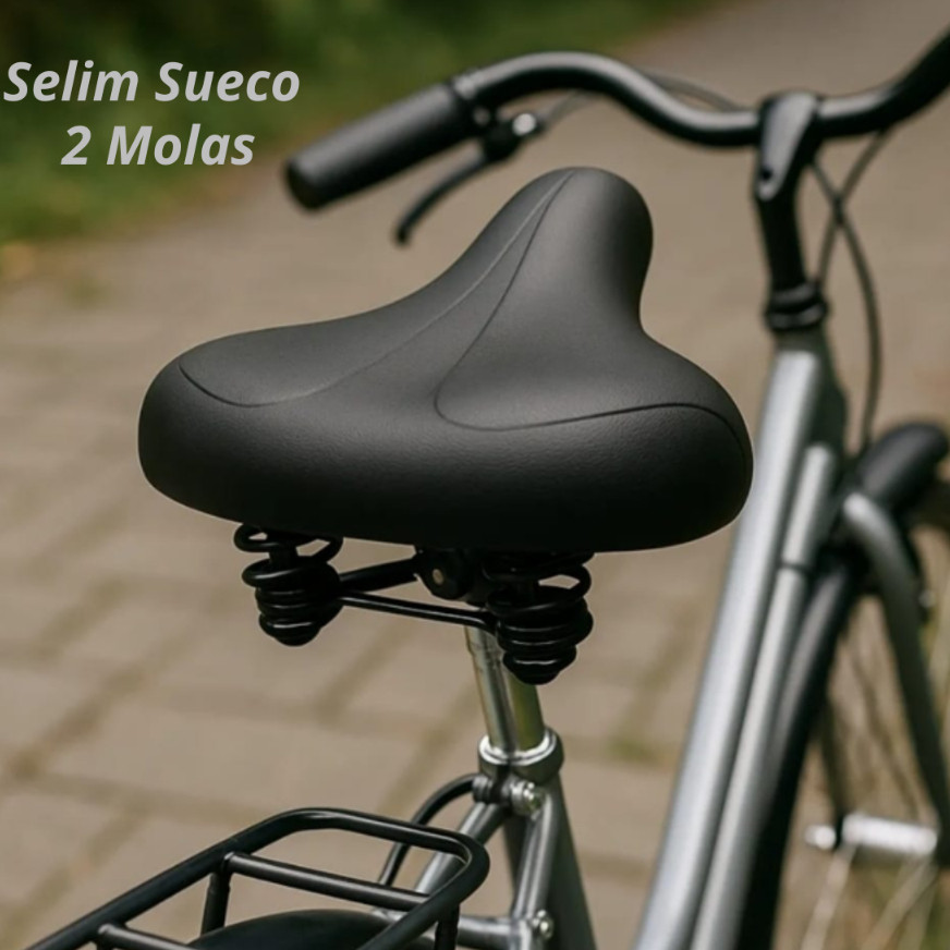 Selim Sueco Comfort 2 Molas Passeio Banco Preto Circular Monark Caloi em Oferta na Shopee
