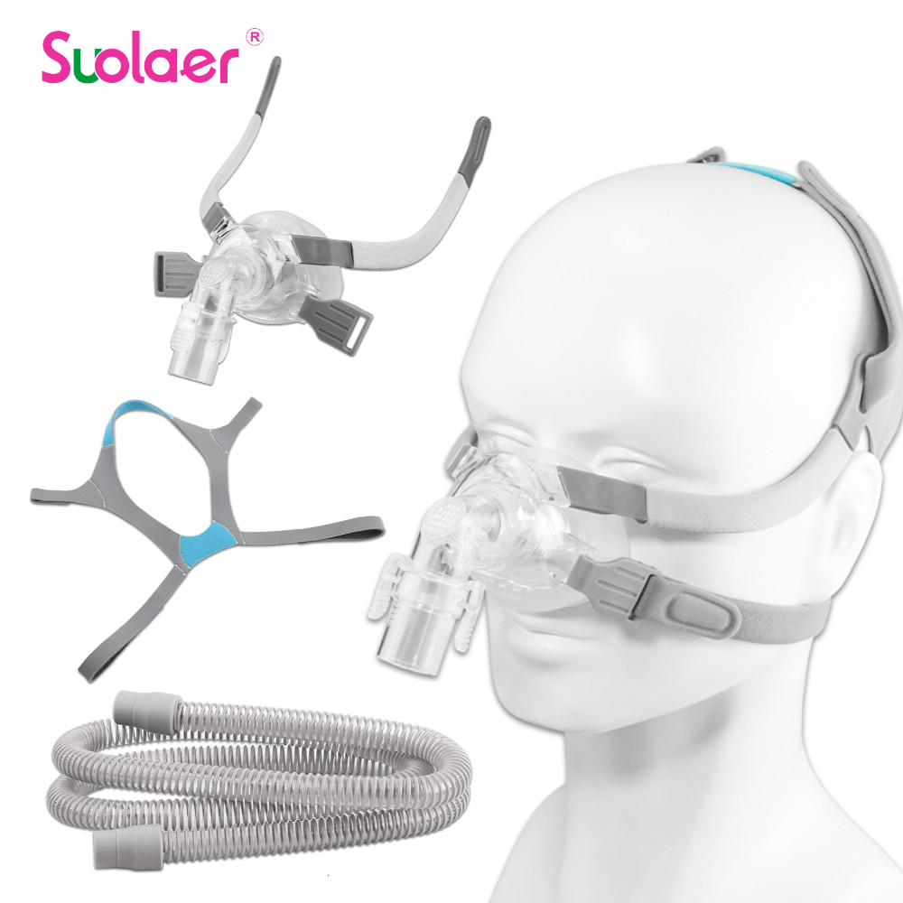 Suolaer Máscara Nasal De Silicone CPAP Com Capacete Ajudante De Sono Ronco Nariz