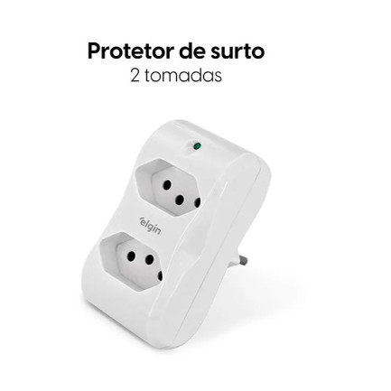 PINO PROTETOR RAIO/SURTO 2P+T10A DUPLO 2 TOMADAS ELGIN