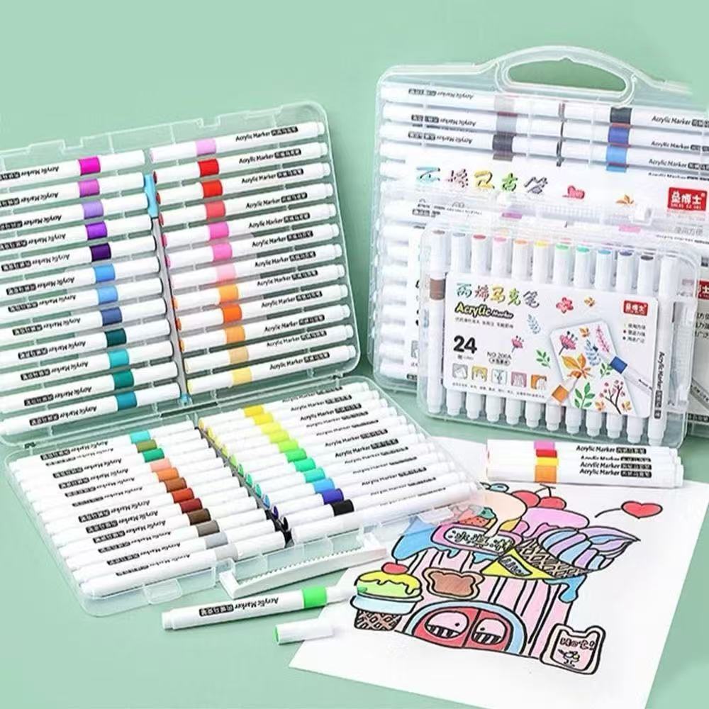 kit 12/24/36/48/60 Caneta marcadora acrílica à prova d'água Cerâmica Madeira Metais Tecido Tênis BOSCO em Oferta na Shopee