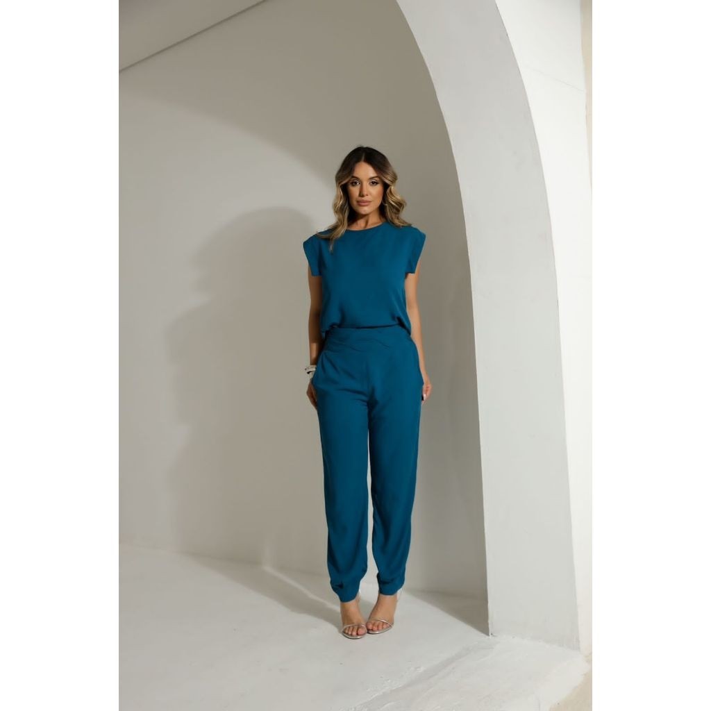 Conjunto Feminino Giovanna Calça Pantalona e Regata Viscolinho Social Modeladora
