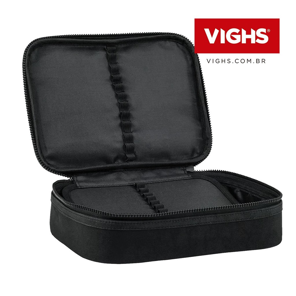 Estojo Escolar Box Nylon Com Alça Feminino/Masculino Organizador Com Divisórias Zíper Infantil em Oferta na Shopee