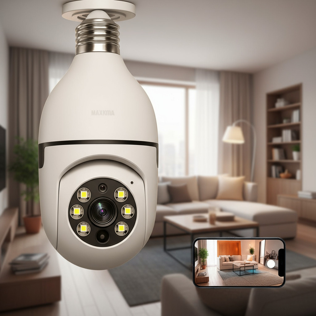 Câmera de Espiã Visão Noturna Panorâmica Rotativa 360 Wifi