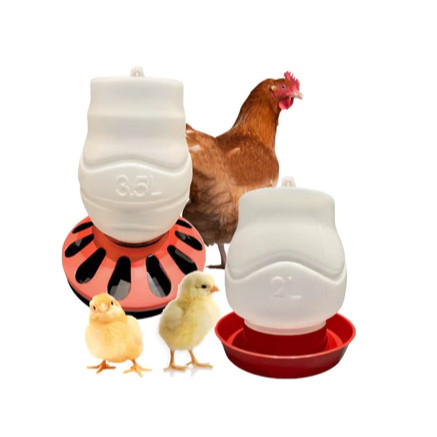Kit Comedouro 3,5kg Automático e Bebedouro 2lts Aves Galinha Frango Pintinho Pato Marreco Codorna Criar Galinheiro
