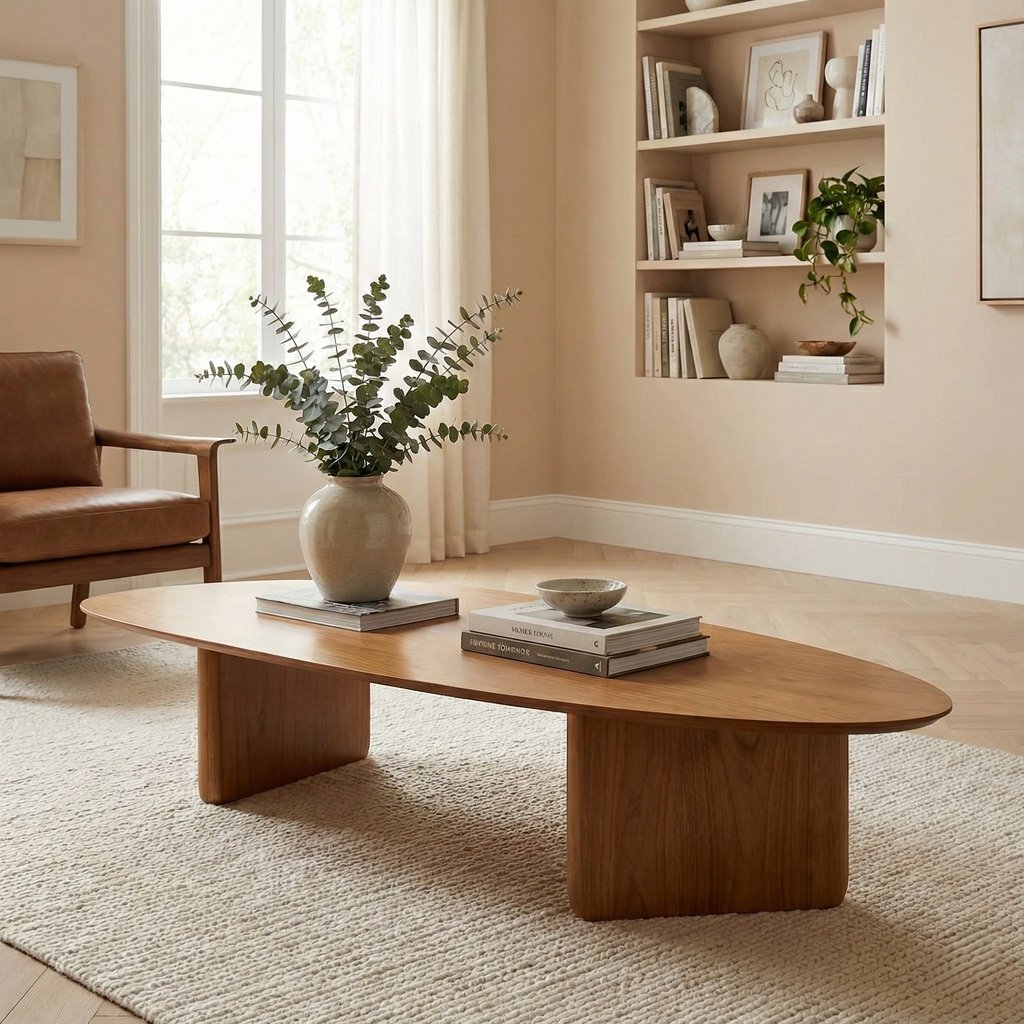 Mesa de Centro Orgânica 158cm Madeira Maciça Mel De Lavie Mel em Oferta na Shopee