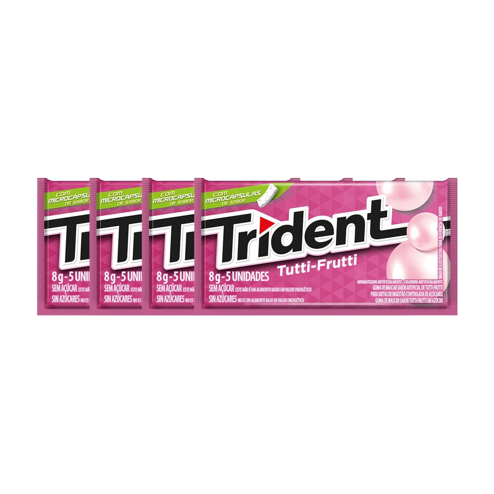 Kit 4 Chiclete Trident Tutti Frutti Sem Açúcar 8g em Oferta na Shopee