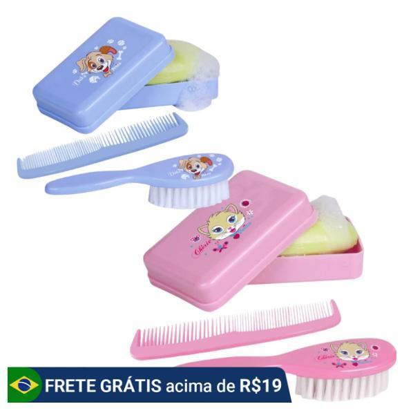 Kit Escova, Pente e Saboneteira Para Bebes Kit Banho Plus em Oferta na Shopee