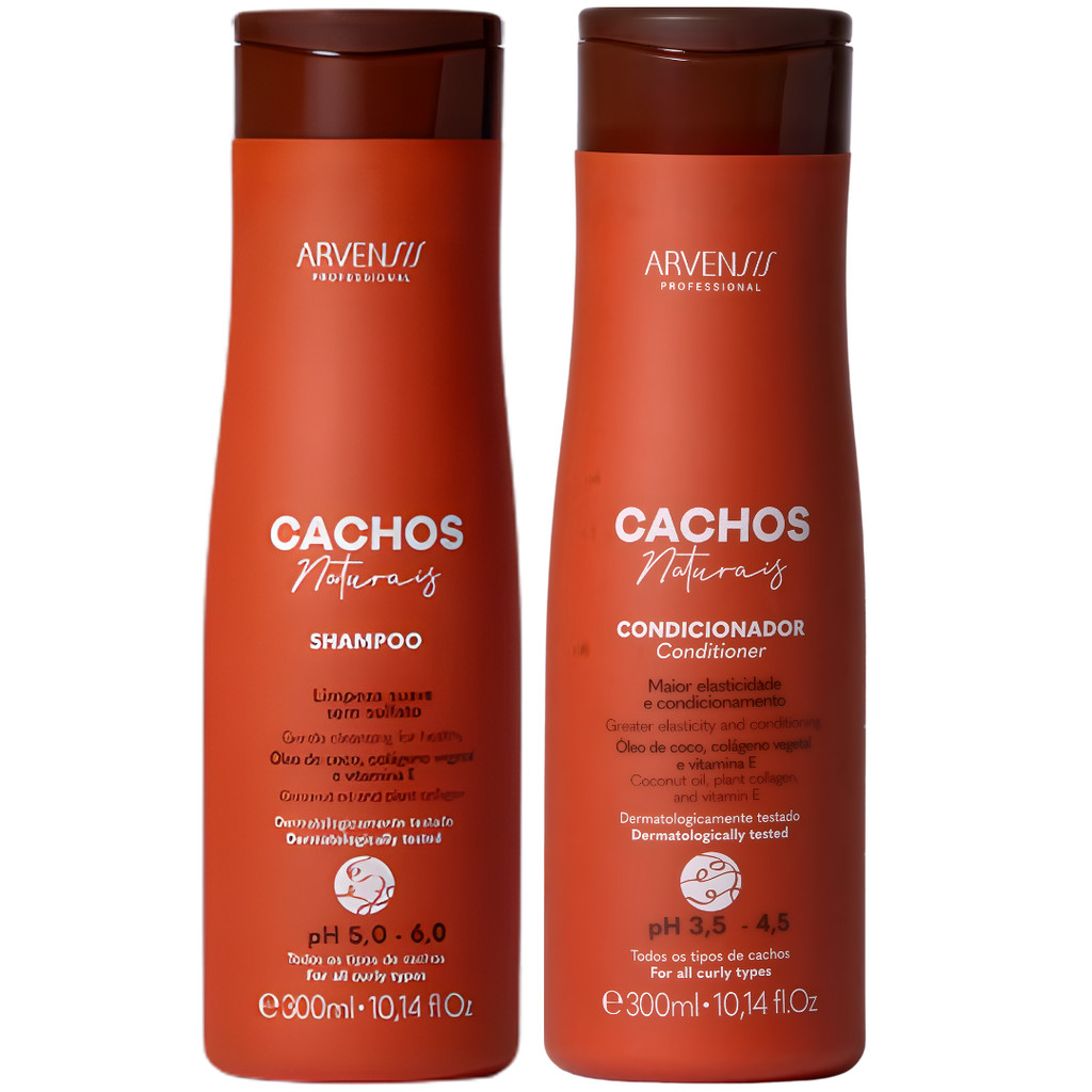 Kit Shampoo E Condicionador Cachos Naturais Arvensis Sem Sulfato Hidratação Definição Vegano 300ml