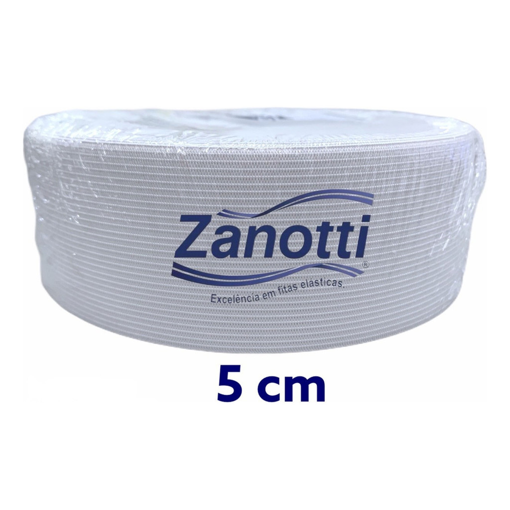 Elástico Largo 50mm Reforçado Zanotti Jaraguá 25m Liso branco