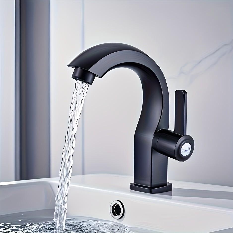 Solido Torneira de Bancada Moderna Bica Alta Preto Mate Monocomando Fácil Instalação Economia de Água