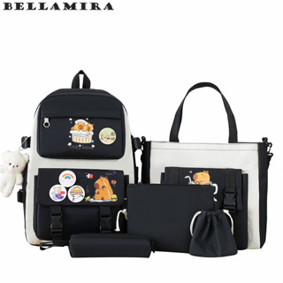 Capivara Kit 5 Bolsas Mochila Unissex De Nylon Impermeável Estilo Coreano Grande Capacidade Ideal Para O Dia A Dia em Oferta na Shopee