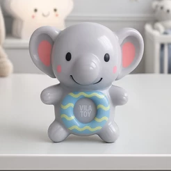 Mordedor Bebê Vila Toy Formato Elefante Cinza +2M Atóxico