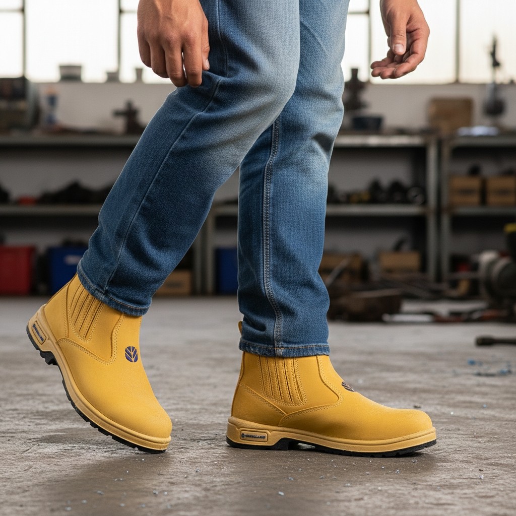 Botina Toreano Produto Original New Holland Nobuck Caramelo 100% Couro Legítimo Unissex Injetado Solado Antiderrapante