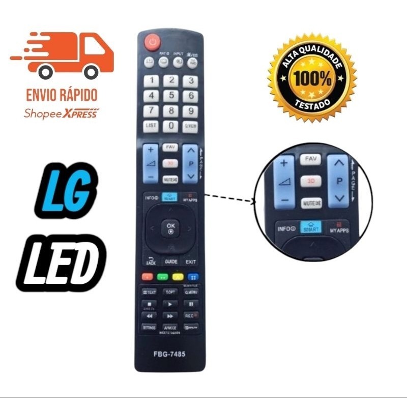 CONTROLE COMPATIVEL TV SMART LG 32LN570B /39LN5700 /42LN5700 FBG-7485