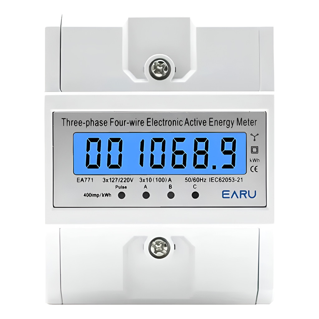Medidor de Energia Trifásico 100A - 110V/220V - Relógio de Consumo para Indústria e Comércio