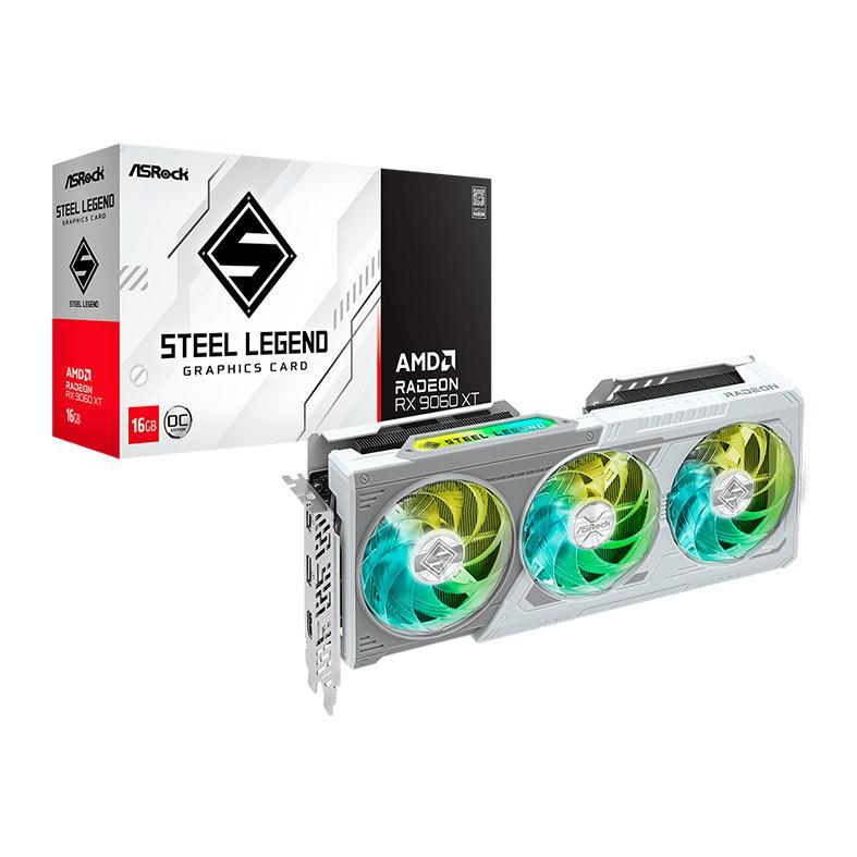 Placa de Video AsRock Radeon RX 9060 XT Steel Legend OC, 16GB, GDDR6, 128-bit, 9
