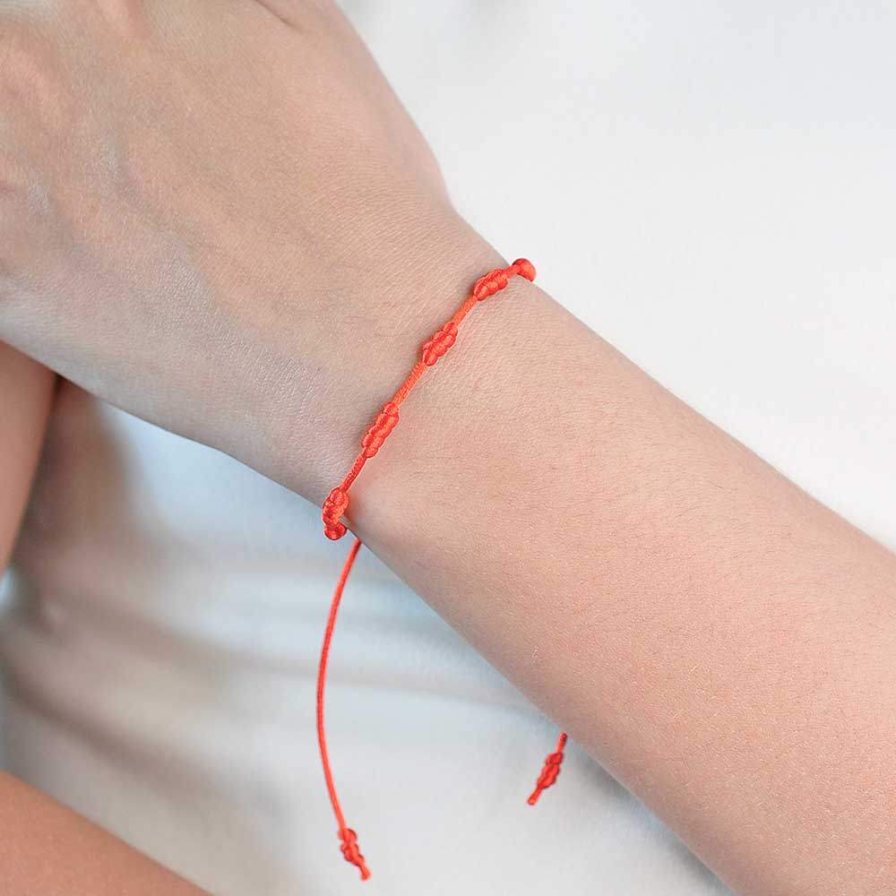 Pulseira Bijuteria Kabbalah Sete Nós Vermelho