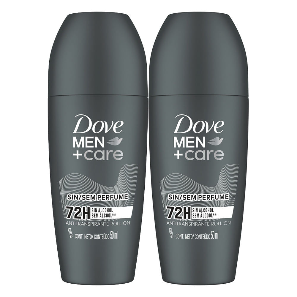 Kit 2 Desodorante Dove Men + Care Sem Perfume Roll-on Antitranspirante 72h com 50ml em Oferta na Shopee