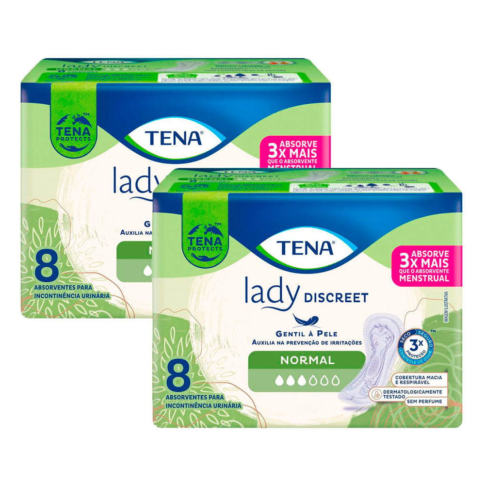 Kit 2 Absorvente para Incontinência Urinária Tena Lady Discreet Normal 8 Unidades em Oferta na Shopee