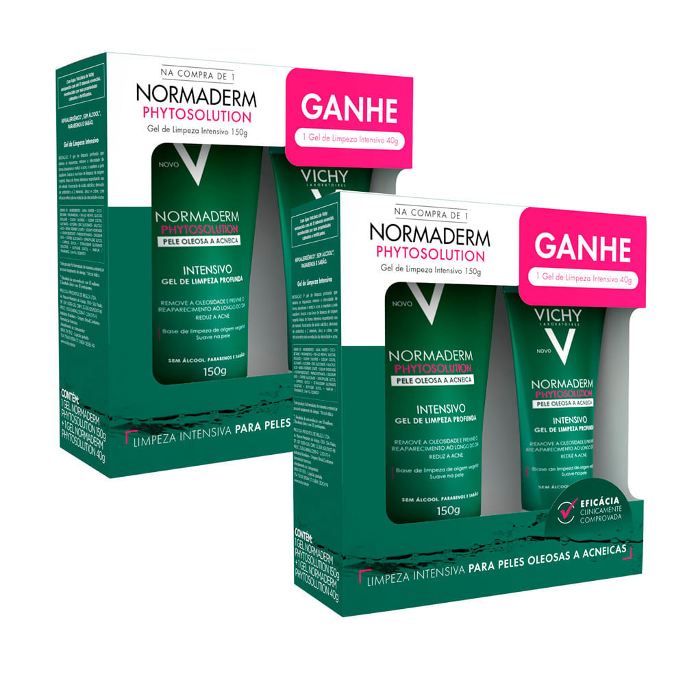 Kit 2 Normaderm Phytosolution Vichy Gel Intensivo 150g e Ganhe Gel Limpeza Intensiva 40g em Oferta na Shopee