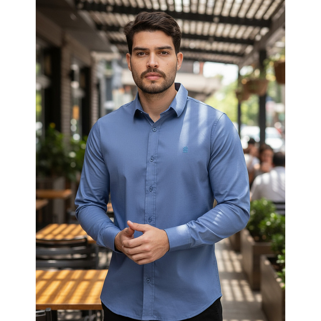 Camisa Social Manga Longa Masculina Office Premium Elegancia