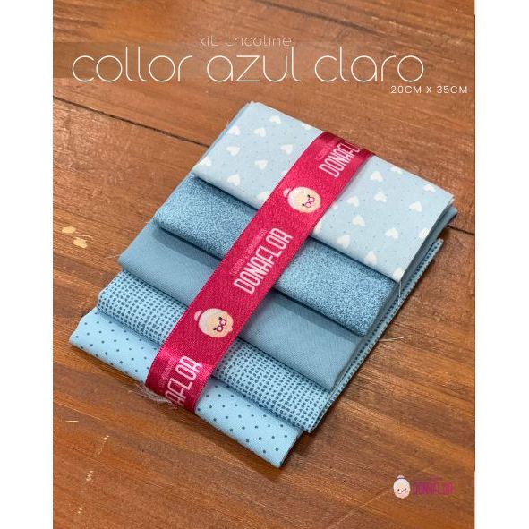 KIT 5TECIDOS COLLOR AZUL CLARO 100% ALG - Medida 20x35cm em Oferta na Shopee