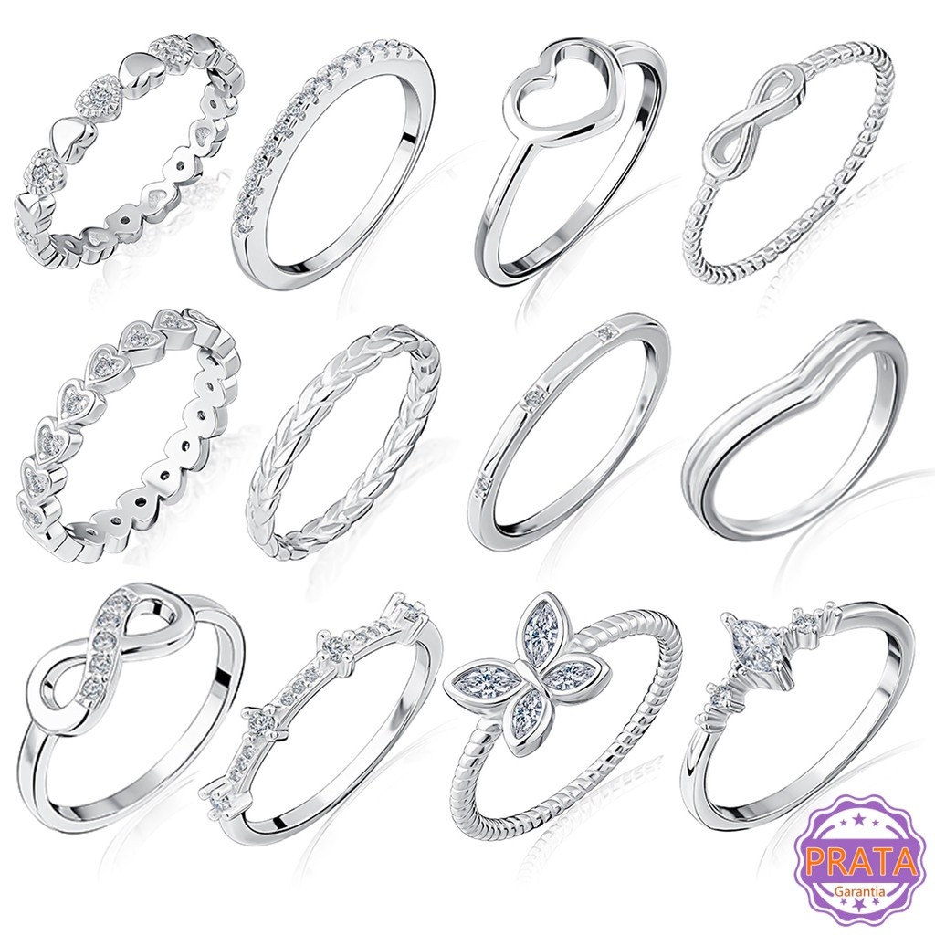 Anel Solitário Prata 925 Feminino Legítima Zircônias Coração Infinito Borboleta Luxo Namoro Formatura Noivado em Oferta na Shopee