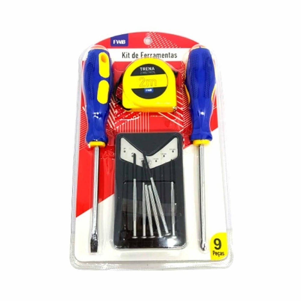 Kit de Ferramentas 9 peças - Ferramentas essenciais + Trena