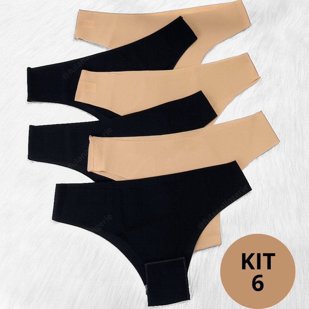 Kit 6 Calcinha Corte A Laser Lisa Tanga Sem Costura Não Marca Confortavel -Tanga Mamut
