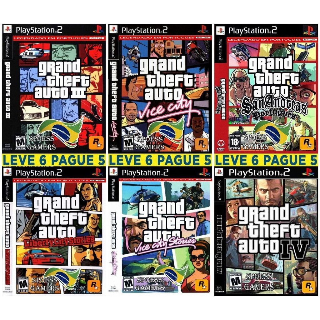 Gta Ps2 Grand Theft Auto Coleção (6 Dvds) Patch - Pague 5 Me