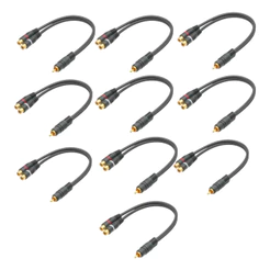 KIT 10 CABO Y RCA PRETO 2F 1M PERMAK OURO PARA SOM AUTOMOTIVO