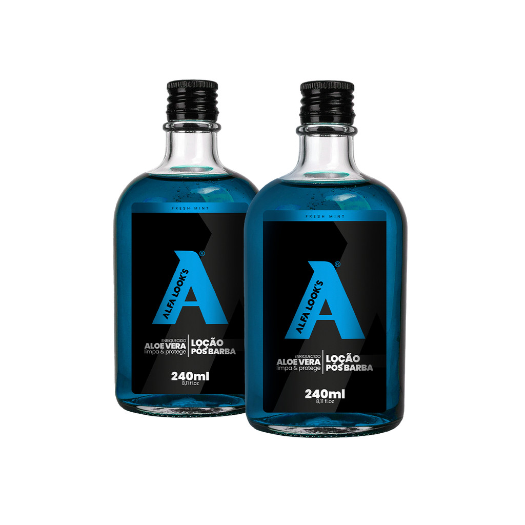 LOÇÃO PÓS BARBA MENTHOL 240ML ALFA LOOK'S - 2 UNIDADES AZUL