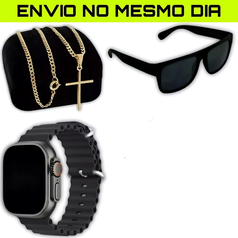 Kit Masculino Premium – Relógio LED + Óculos Estilo + Corrente Aço Inox Cruz em Oferta na Shopee