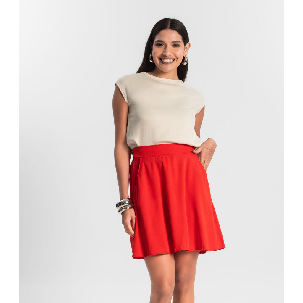 Saia Curta Viscose Sarjada Rovitex Laranja