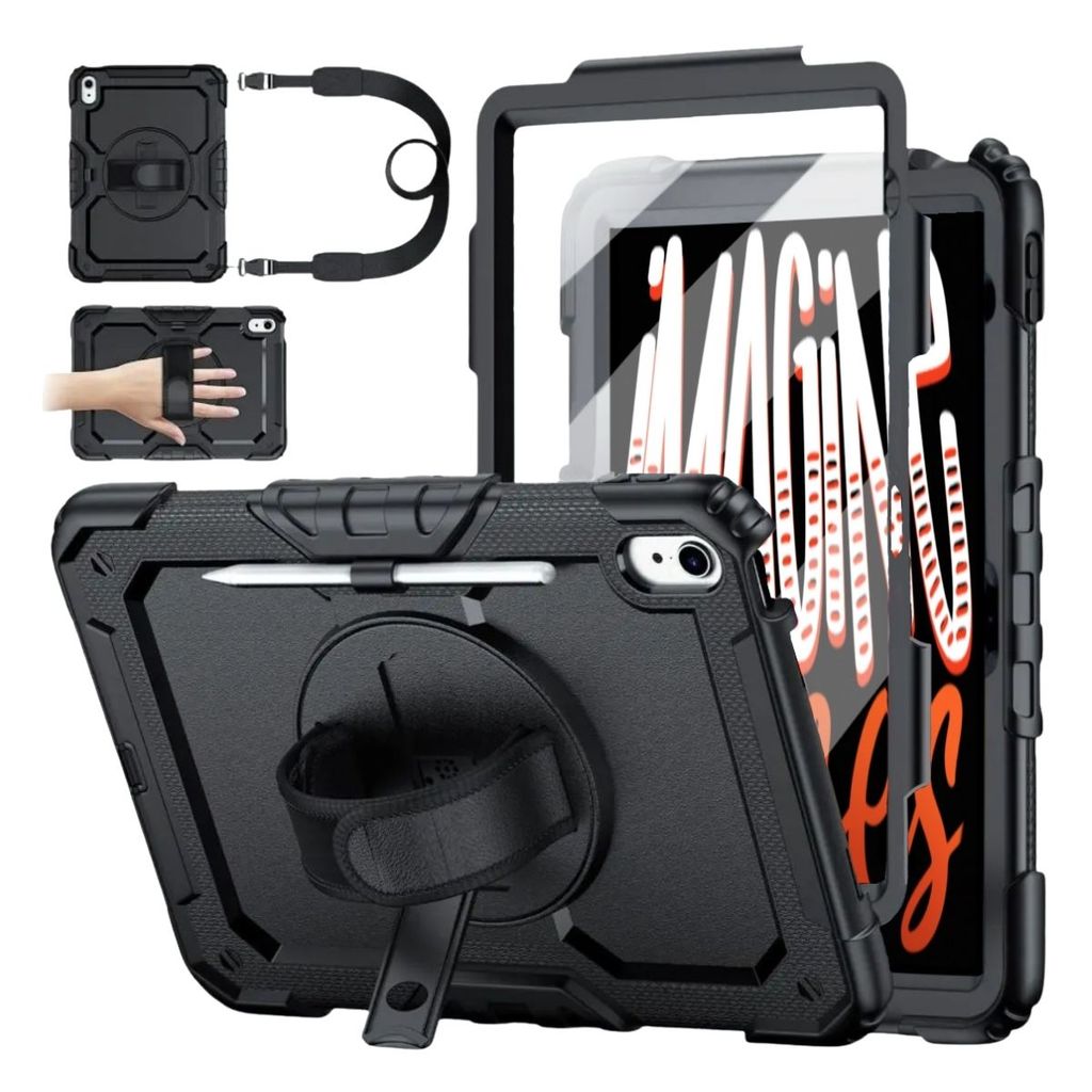 Capa Anti Impacto Protetora Tela com Alça de Ombro e Mão Velcro Para iPad 11a A16 e iPad 10th 10.9
