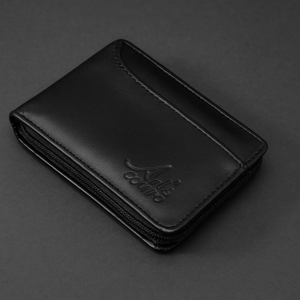 Carteira Masculina Couro Legítimo Bolso Externo com porta cartão prático fechamento zíper 10