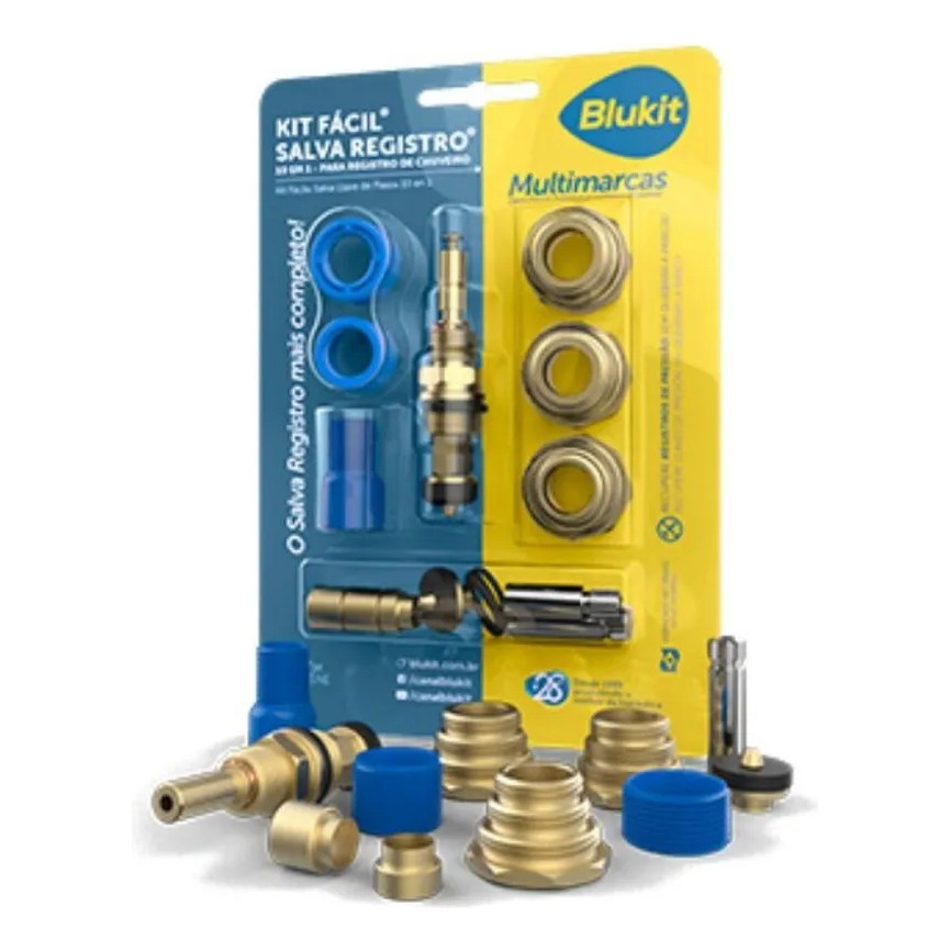 Kit Reparo Salva Registro Blukit 10x1 Fácil Chuveiro Pressão Metal