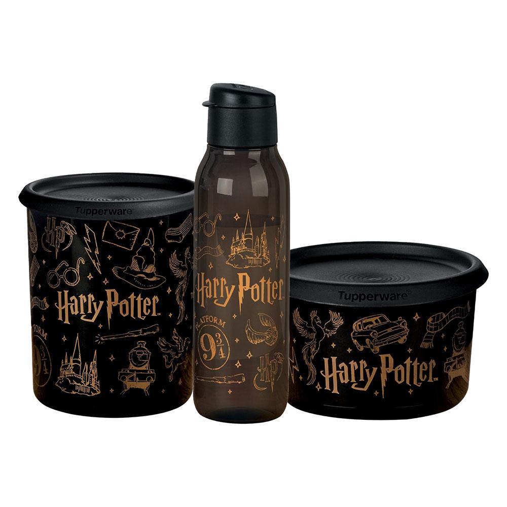 Kit Potes e Garrafa Tupperware Harry Potter Instantânea Mágica Hogwarts Preto 3 Peças em Oferta na Shopee
