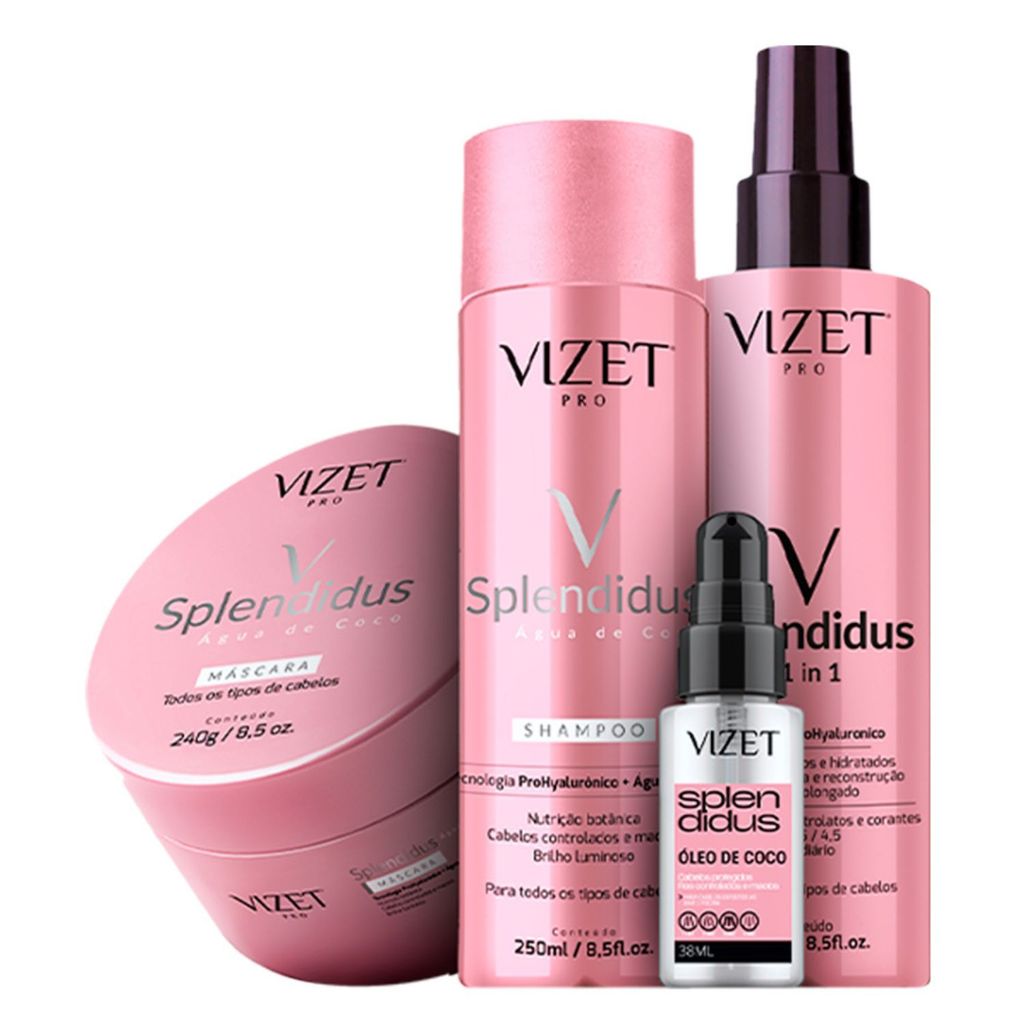 Kit Home Care Hidratação Àgua de Coco + Óleo de Coco + Finalizador 11 in 1 Vizet
