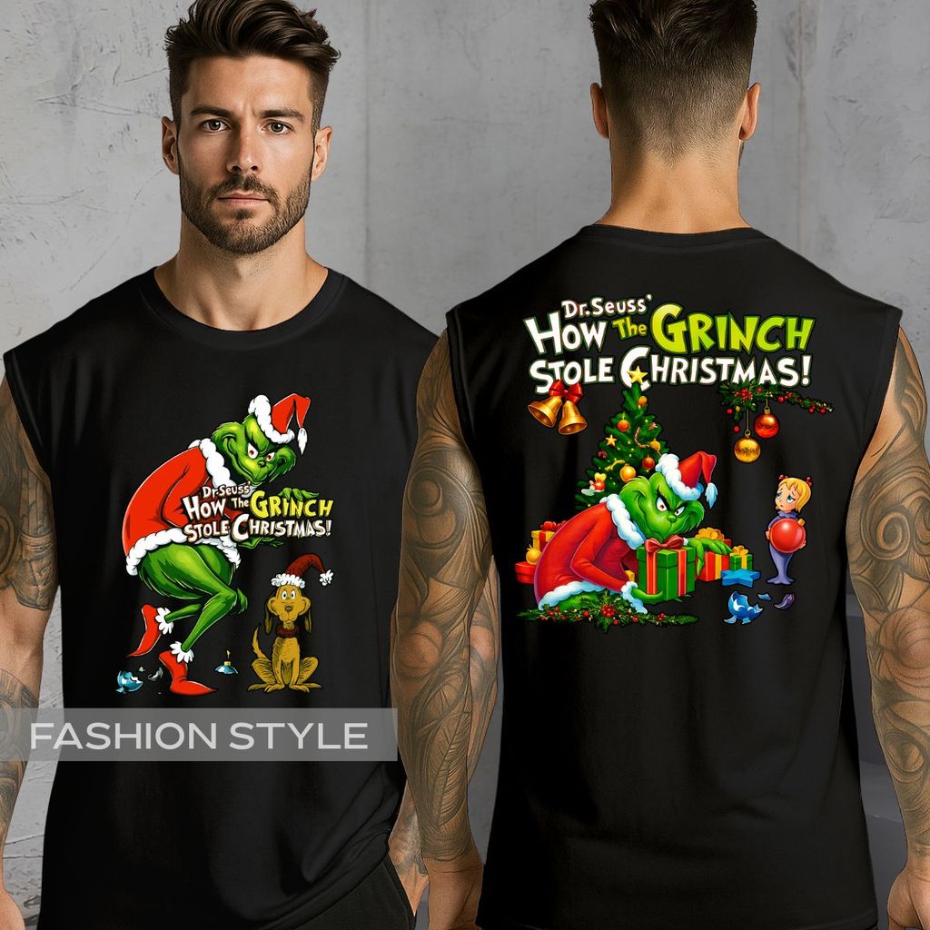 Regata Oversized Natal The Grinch Christmas Tumblr Filme Longline Ano Novo Natal Meme Camisa Machão Cavada Algodão