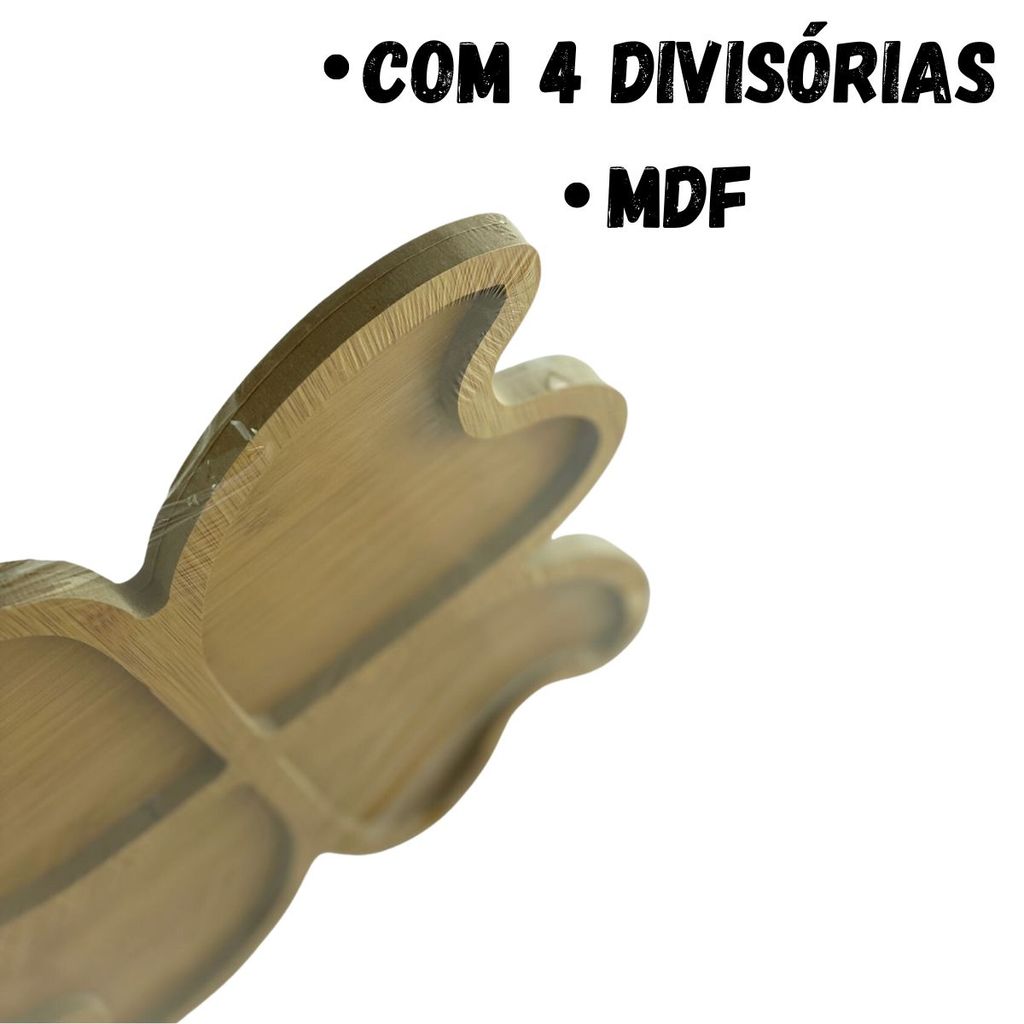 Detalhes do Bandeja Petisqueira MDF 4 Divisórias Flor DC1146 - Yoss