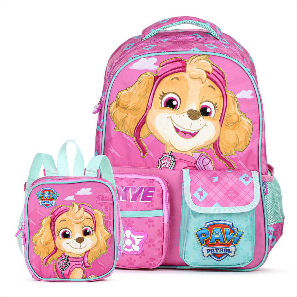 Kit Mochila de Costas e Lancheira Skye Patrulha Canina