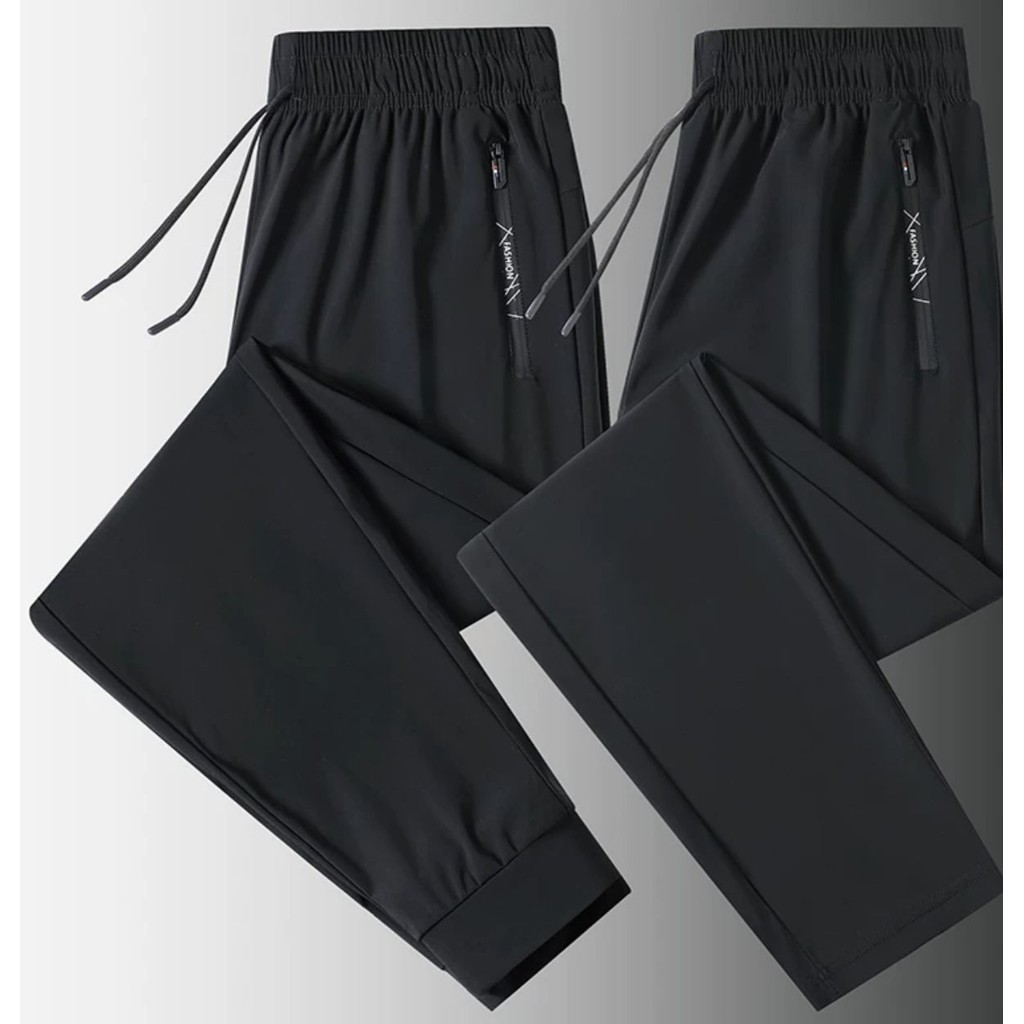 KIT 2 Calça Jogger Preta Masculina Dry Fit Com Fitas Esportivas