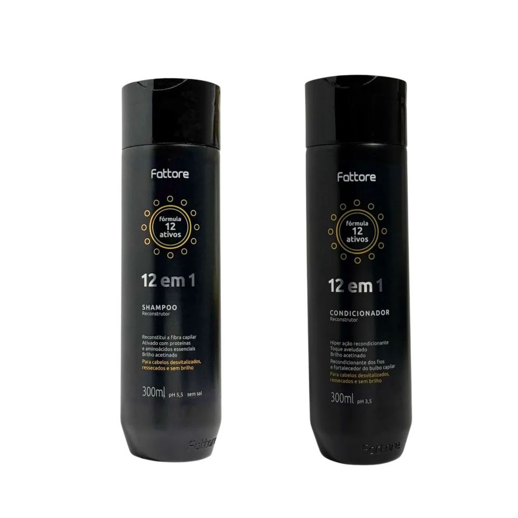 Shampoo + Condicionador Fattore 12 em 1 – Hidratação, Força e Selagem em Oferta na Shopee